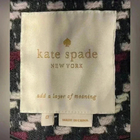 Kate Spade Wool Coat Plaid Belted Long Fur Collar Trim Pink Double Breasted 0 XS - Picture 8 of 10